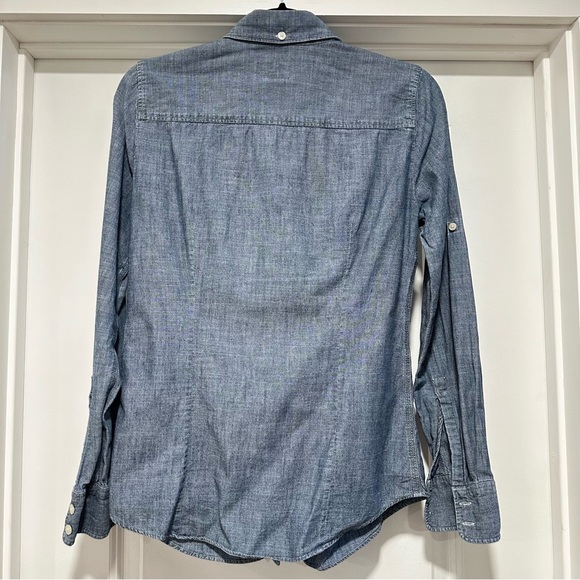 J.Crew Factory Perfect Shirt Blue Chambray Button Down Shirt Size XS Extra Small - Picture 6 of 13